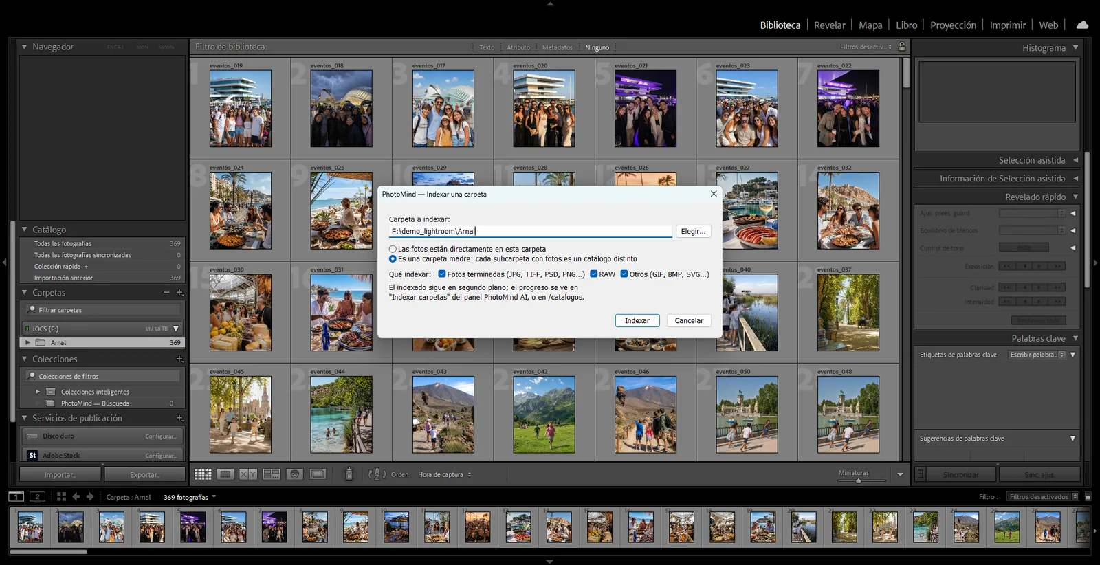 Indexar una carpeta desde Lightroom