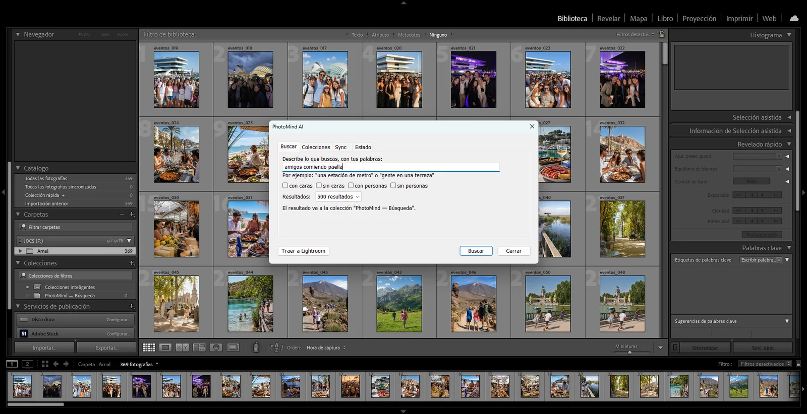 Buscar con tus palabras desde Lightroom