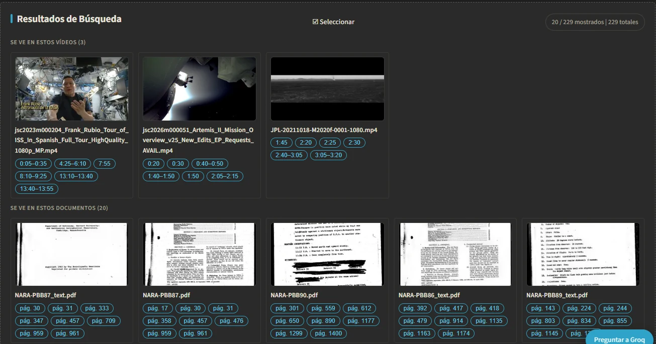 S.A.M. encontrando expedientes desclasificados con la página exacta